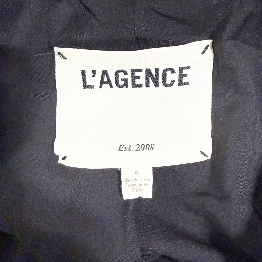 L’Agence Bridges Crop Metallic Woven Black White Houndstooth Blazer Jacket 8 - Picture 9 of 10